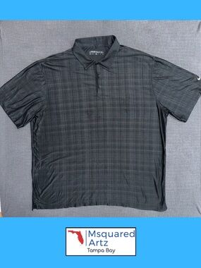 Nike Golf Dri Fit Polo Shirt Mens XL Gray Plaid Performance Short Sleeve